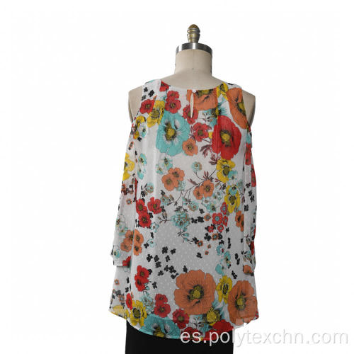 Blusa de mujer Manga larga Clip Dot Chifón tejido